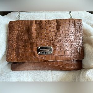 Michael Kors Embossed Leather Medium Envelope Clutch Bag